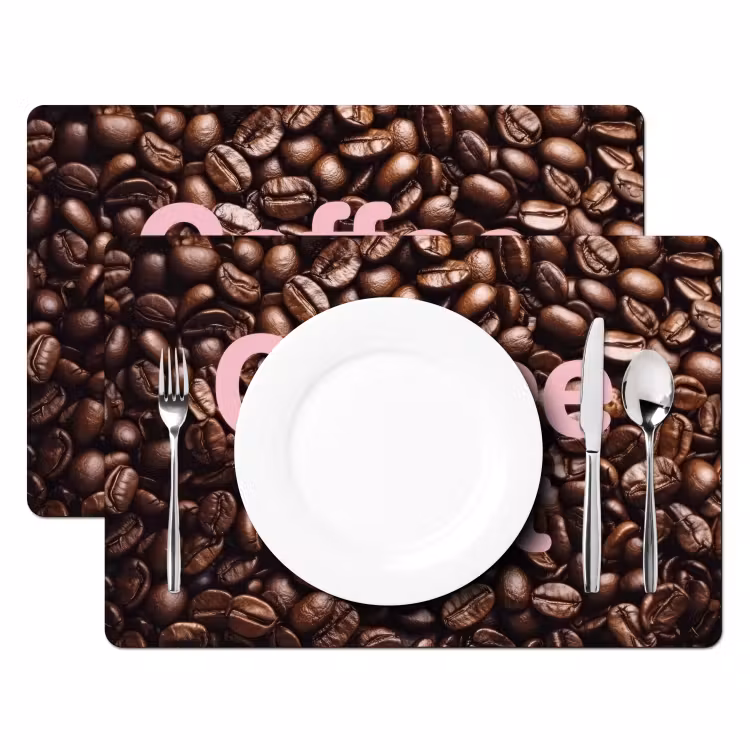 Set de table – 6 pièces - Coffee First - Grains de café - Rose — 2