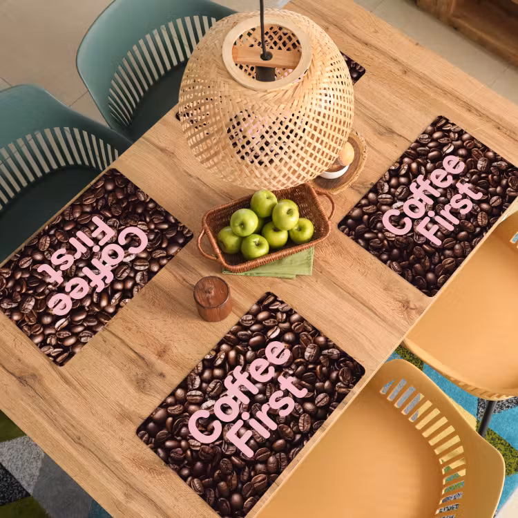 Set de table – 6 pièces - Coffee First - Grains de café - Rose — 3