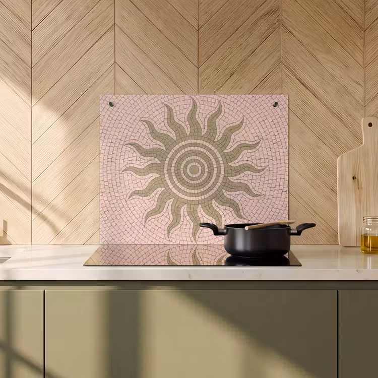 Protection à induction avec crochets - Mosaïque - Soleil - Motif - Classique - Rose — 1