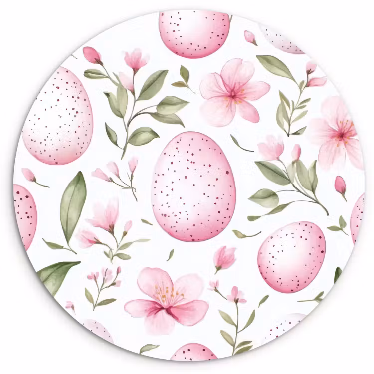 Tableau rond - Patroon - Eieren - Roze - Pasen — 1