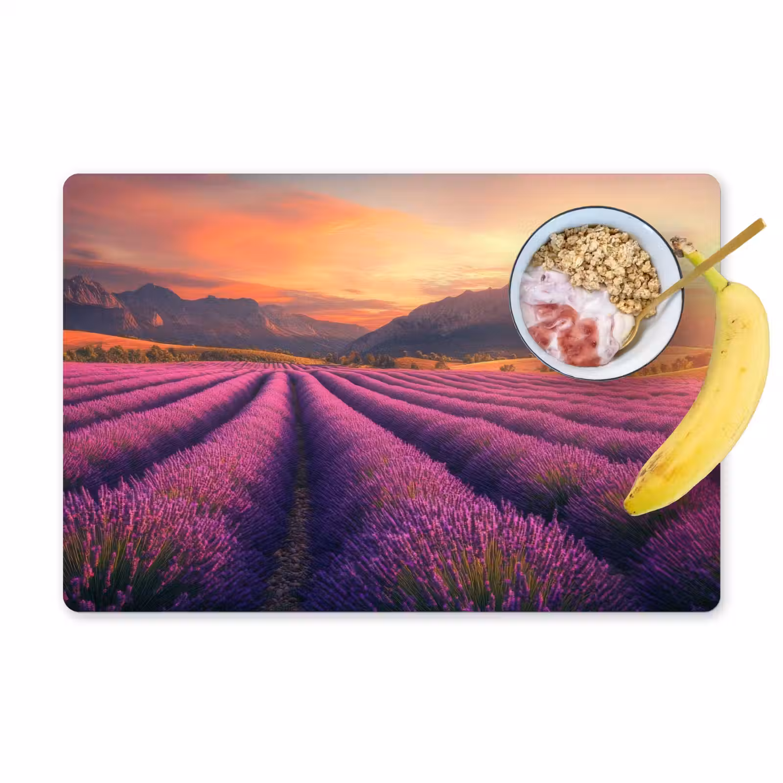 Sets de table en vinyle - Champ de lavande - Coucher de soleil - Violet — 1