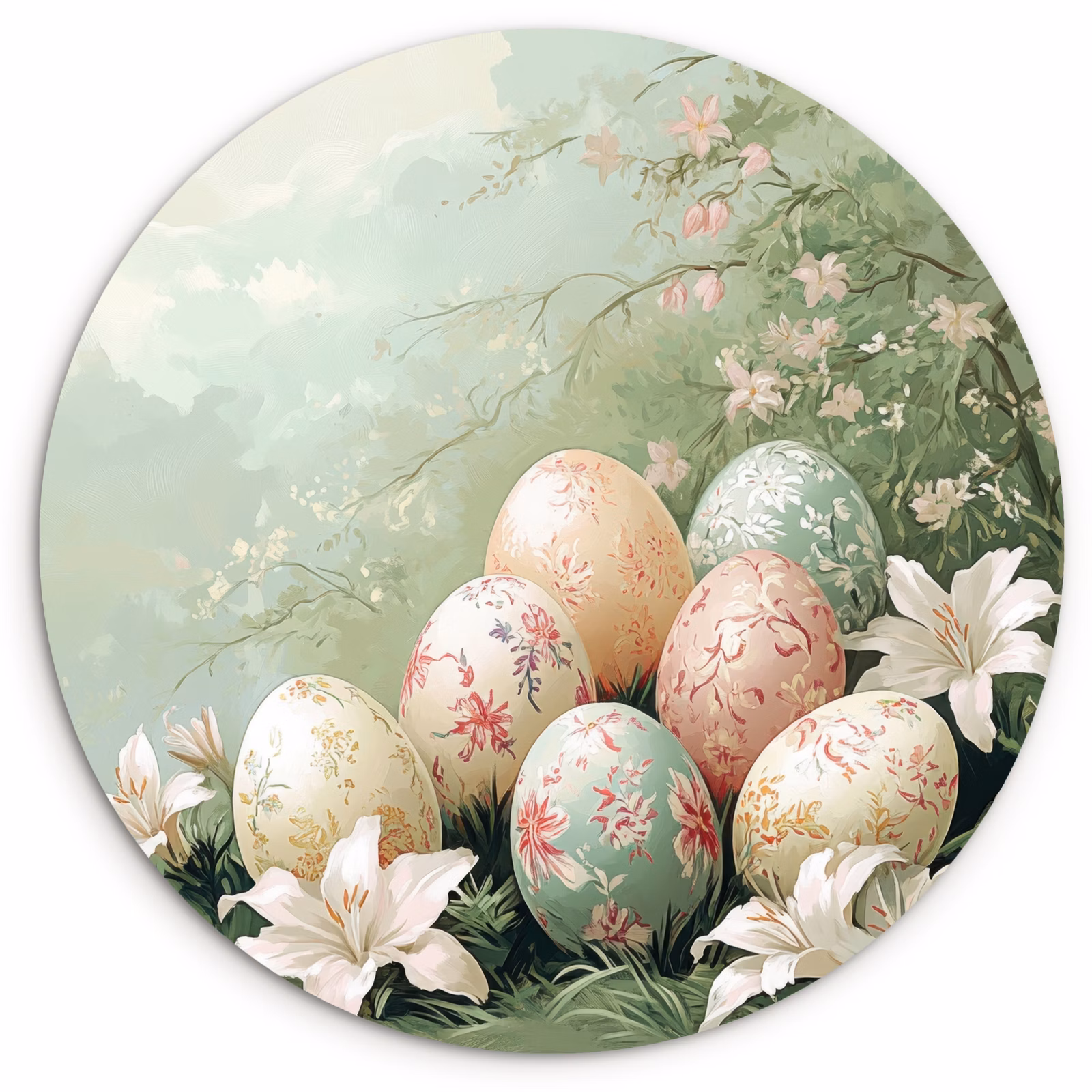 Tableau rond - atmosphère romantique-pastel-3-2 — 1