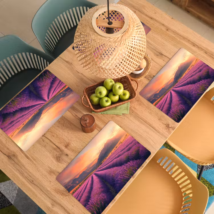 Sets de table en vinyle - Champ de lavande - Coucher de soleil - Violet — 3
