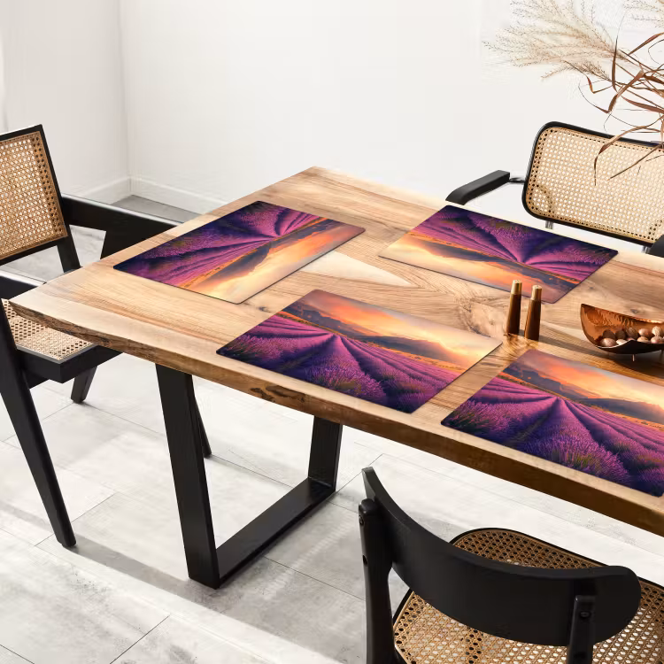 Sets de table en vinyle - Champ de lavande - Coucher de soleil - Violet — 4