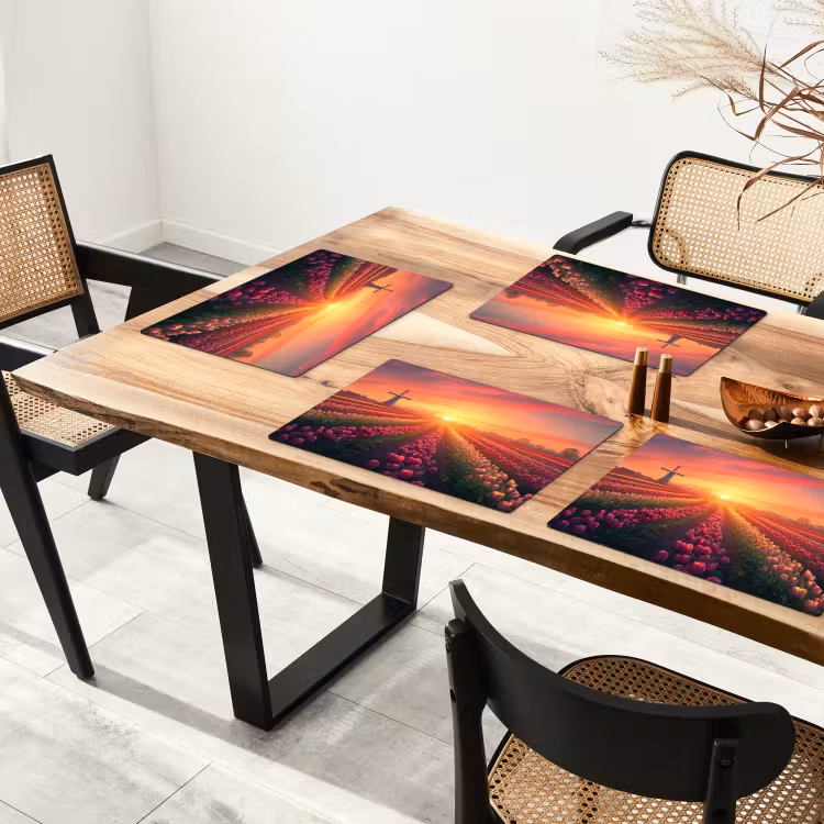 Sets de table en vinyle - Moulin à vent - Coucher de soleil - Paysage — 4