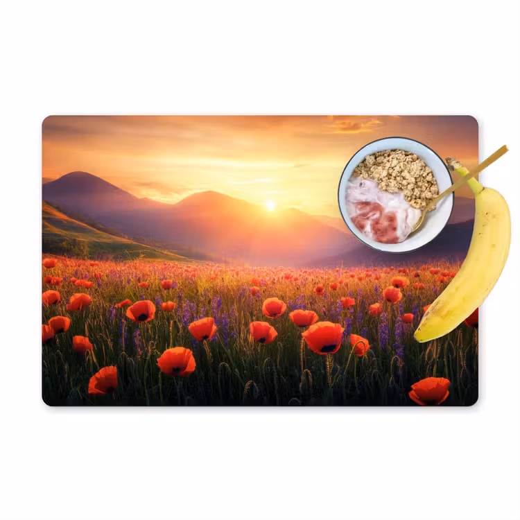 Sets de table en vinyle - Paysage - Coucher de soleil - Champ de fleurs — 1