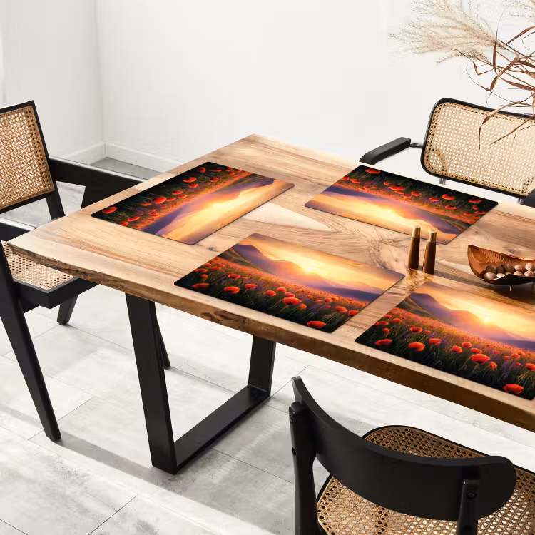 Sets de table en vinyle - Paysage - Coucher de soleil - Champ de fleurs — 4