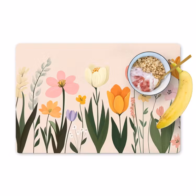 Sets de table en vinyle - Teintes pastel - Fleurs - Illustration — 1