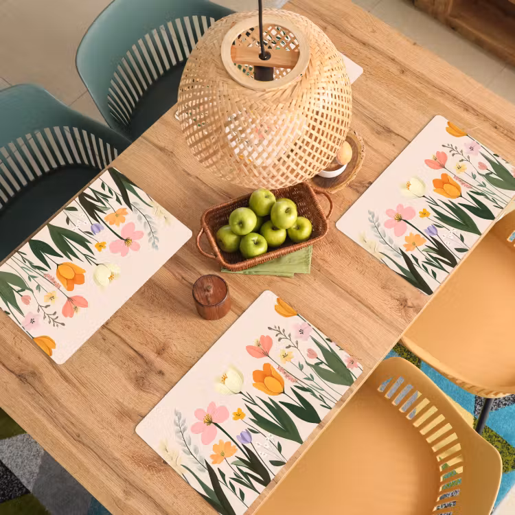 Sets de table en vinyle - Teintes pastel - Fleurs - Illustration — 3
