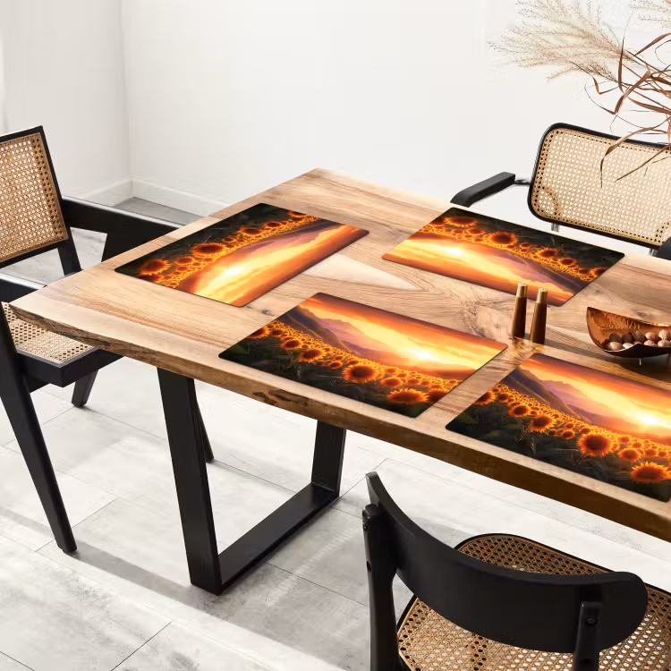 Sets de table en vinyle - Tournesols - Coucher de soleil - Paysage — 4