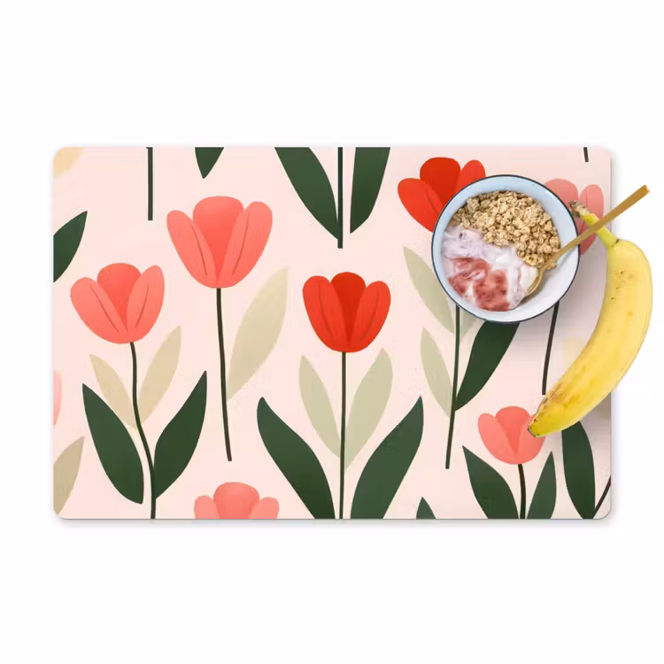 Sets de table en vinyle - Tulipes - Moderne - Rose — 1