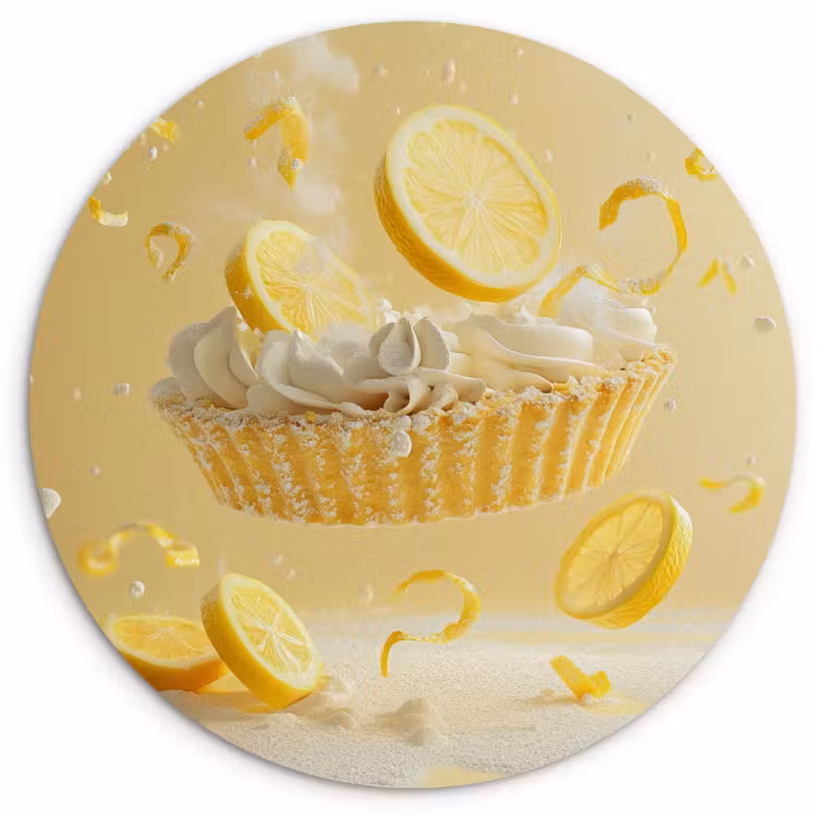 Tableau rond - Citron - Gâteau - Alimentaire - Jaune — 1