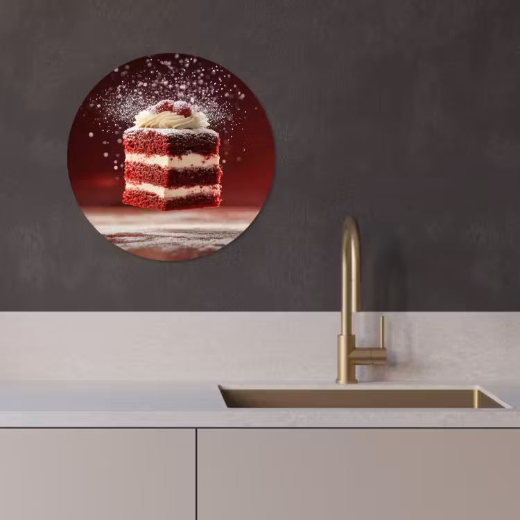Tableau rond - Velours rouge - Gâteau - Aliments — 4