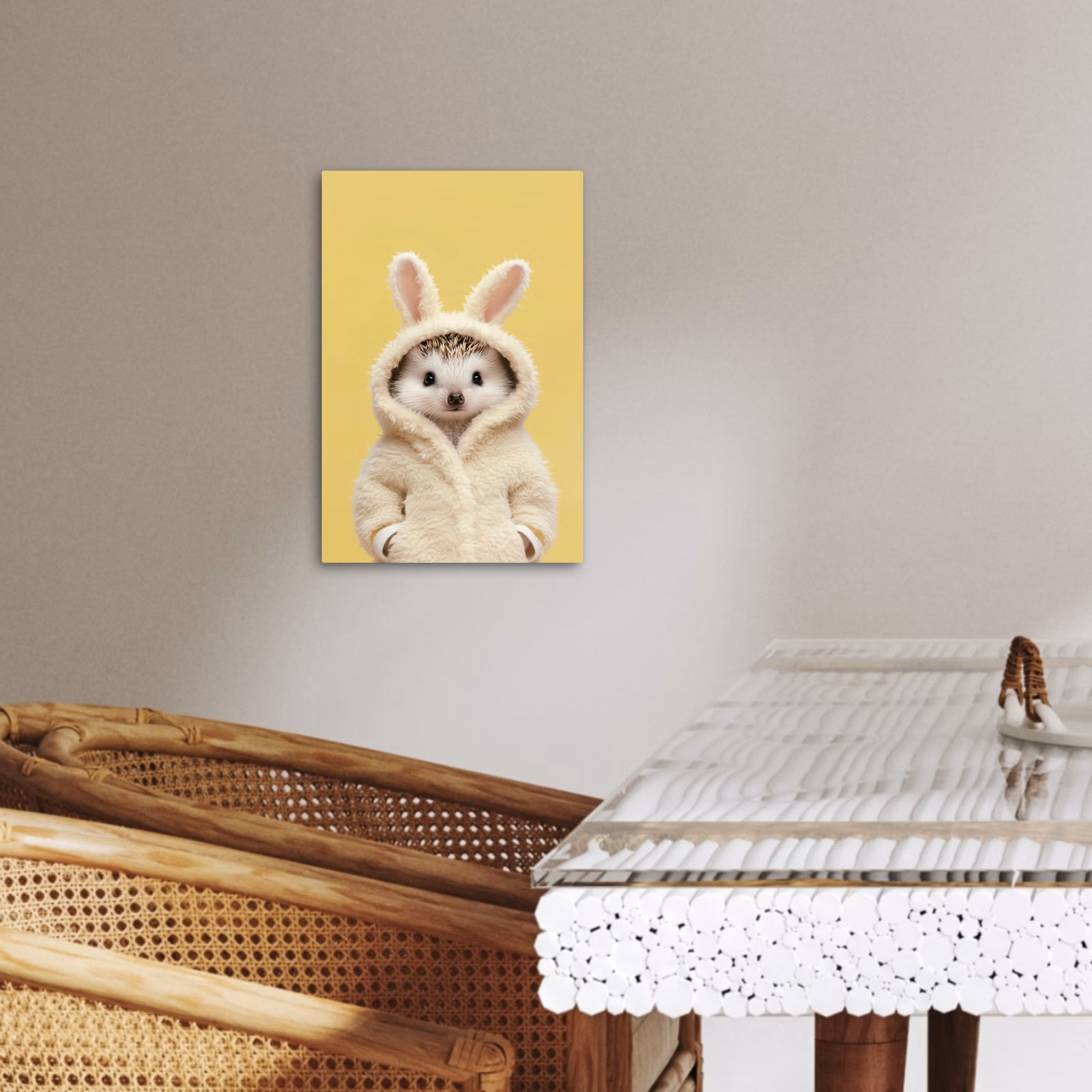 Tableau sur toile - Hérisson - Lapin de Pâques - Costume — 1