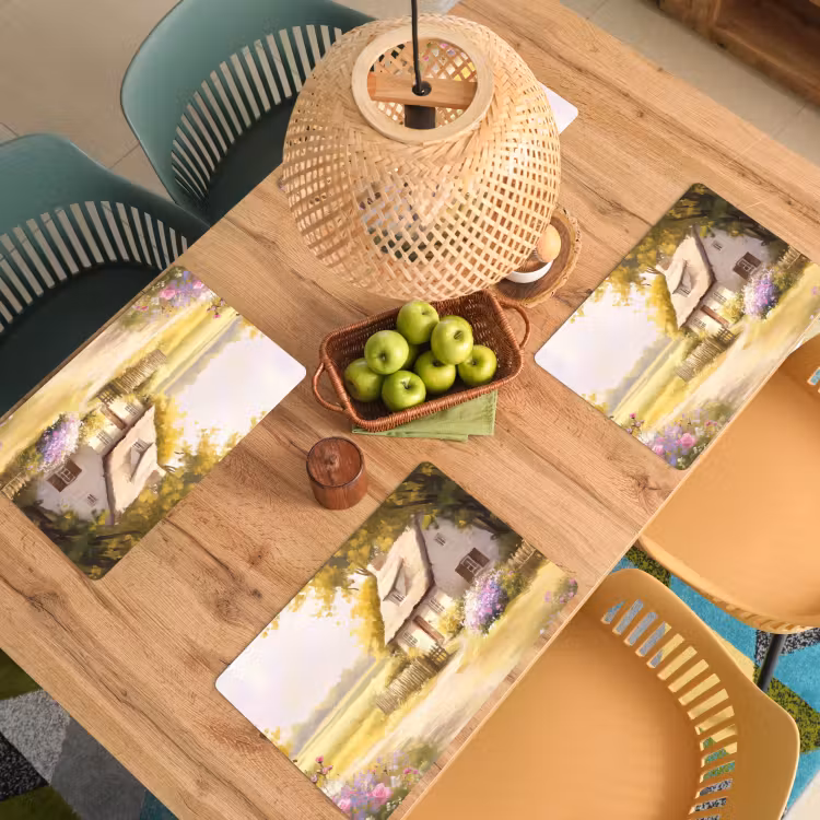 Sets de table en vinyle - Chalet - Bois - Fleurs — 3