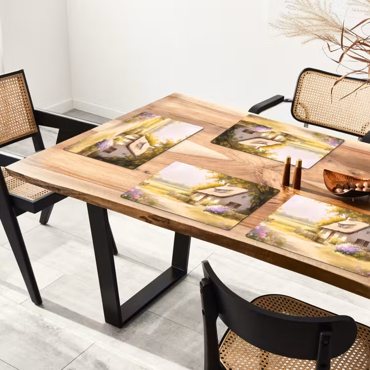 Sets de table en vinyle - Chalet - Bois - Fleurs — 4