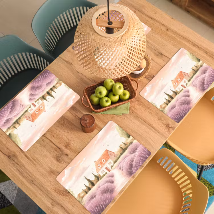 Sets de table en vinyle - Champ de lavande - Maison - Violet — 3