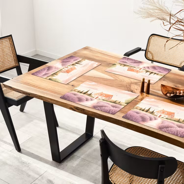 Sets de table en vinyle - Champ de lavande - Maison - Violet — 4