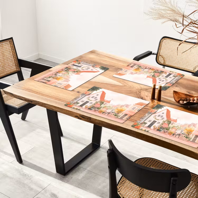 Sets de table en vinyle - Fleurs - Maisons - Village — 4