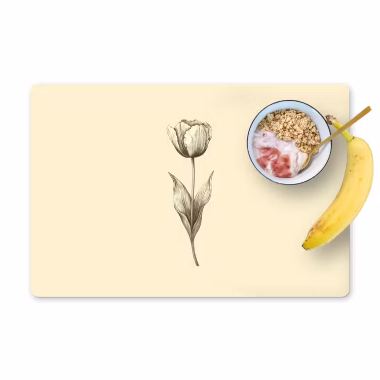 Sets de table en vinyle - Illustration - Tulipe - Noir — 1