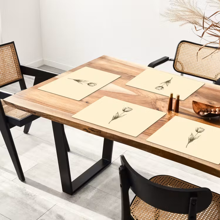 Sets de table en vinyle - Illustration - Tulipe - Noir — 4