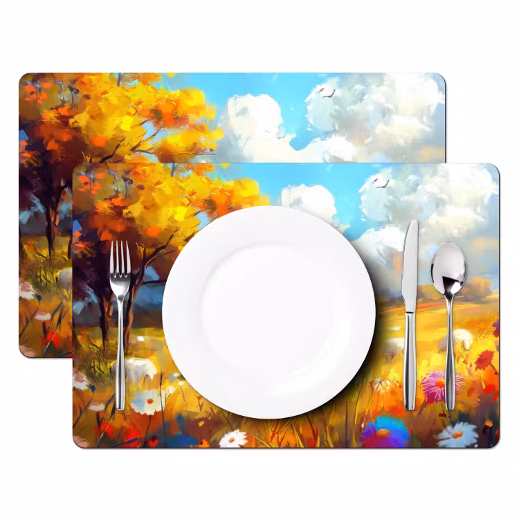 Sets de table en vinyle - Mouton - Prairie - Fleurs — 2