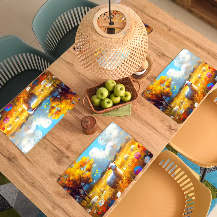 Sets de table en vinyle - Mouton - Prairie - Fleurs — 3