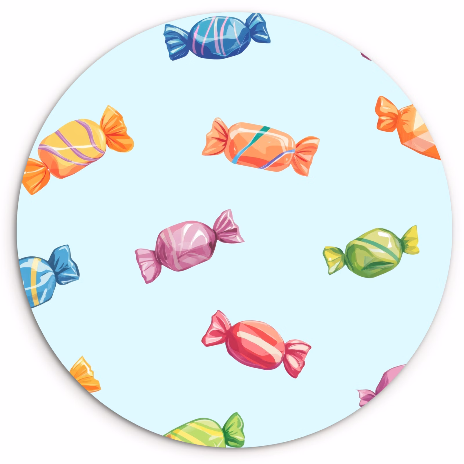 Tableau rond - Bleu - Motif - Bonbons — 1