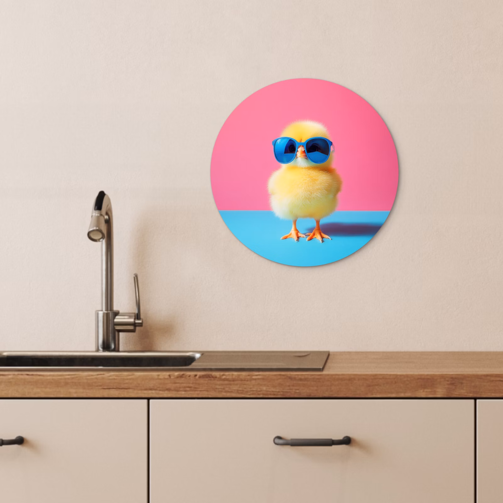 Tableau rond - Chick - Lunettes de soleil - Bleu — 1