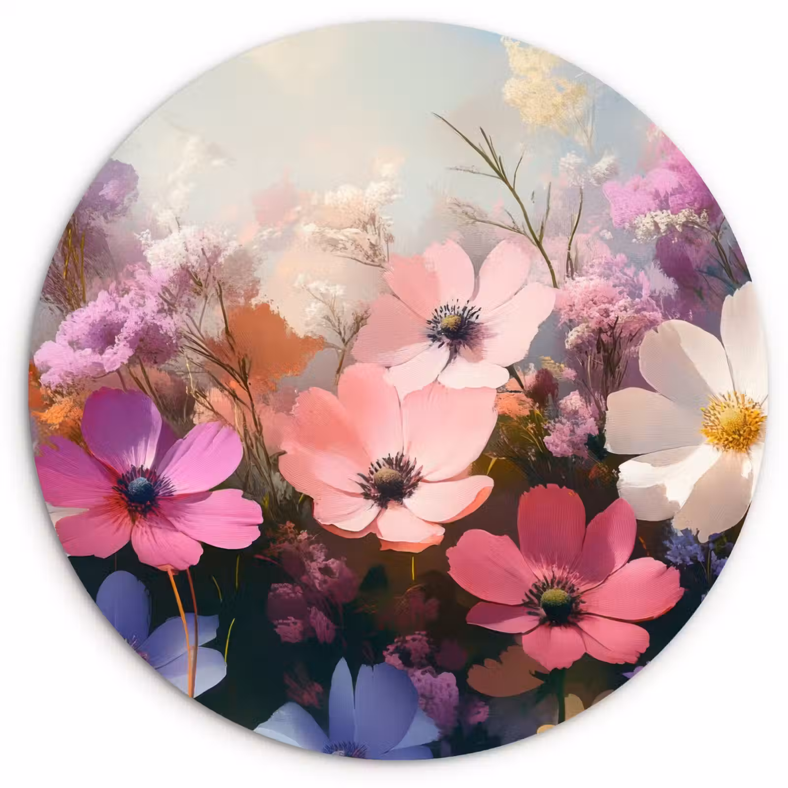 Tableau rond - Fleurs - colorées - floraison — 1