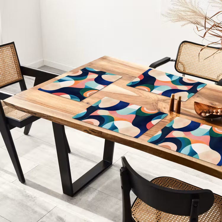 Sets de table - Abstrait - Bleu - Rose — 4