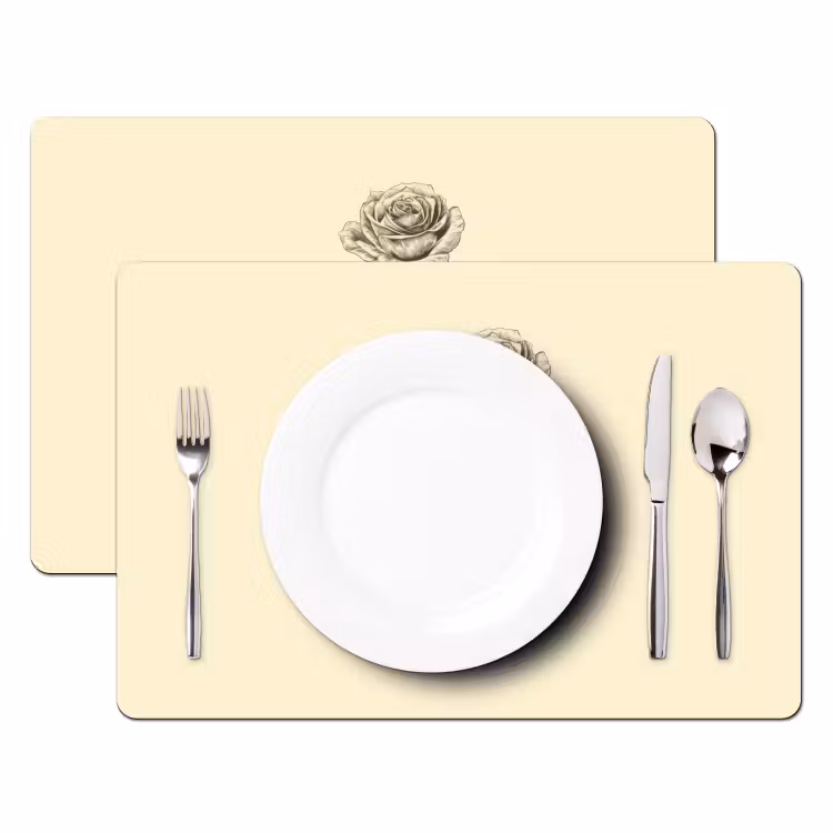 Sets de table en vinyle - Illustration - Noir - Rose — 2