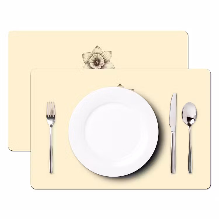 Sets de table en vinyle - Noir - Jonquille - Illustration — 2