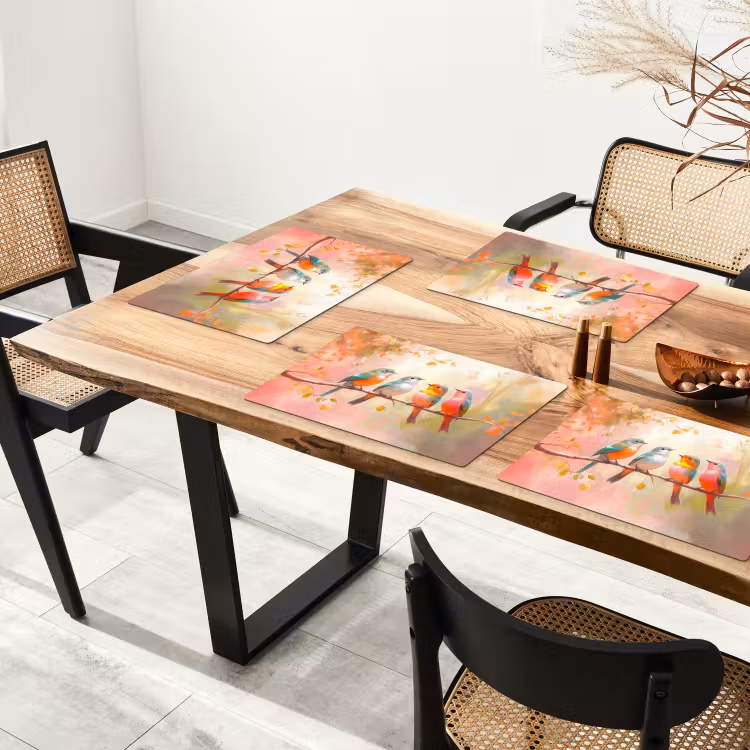 Sets de table en vinyle - Oiseaux - Coloré - Branche — 4