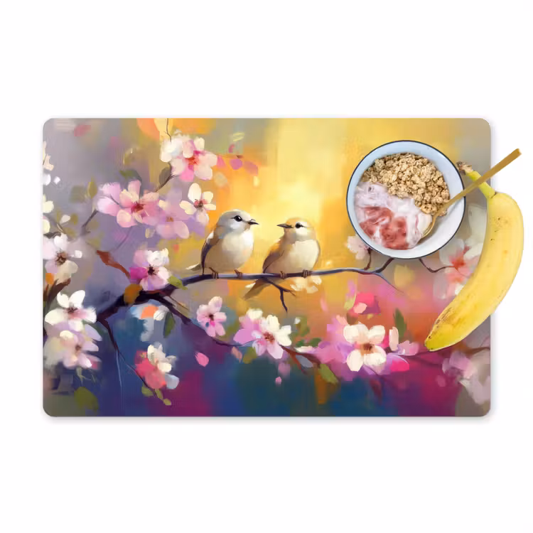 Sets de table en vinyle - Oiseaux - Fleurs - Rose — 1