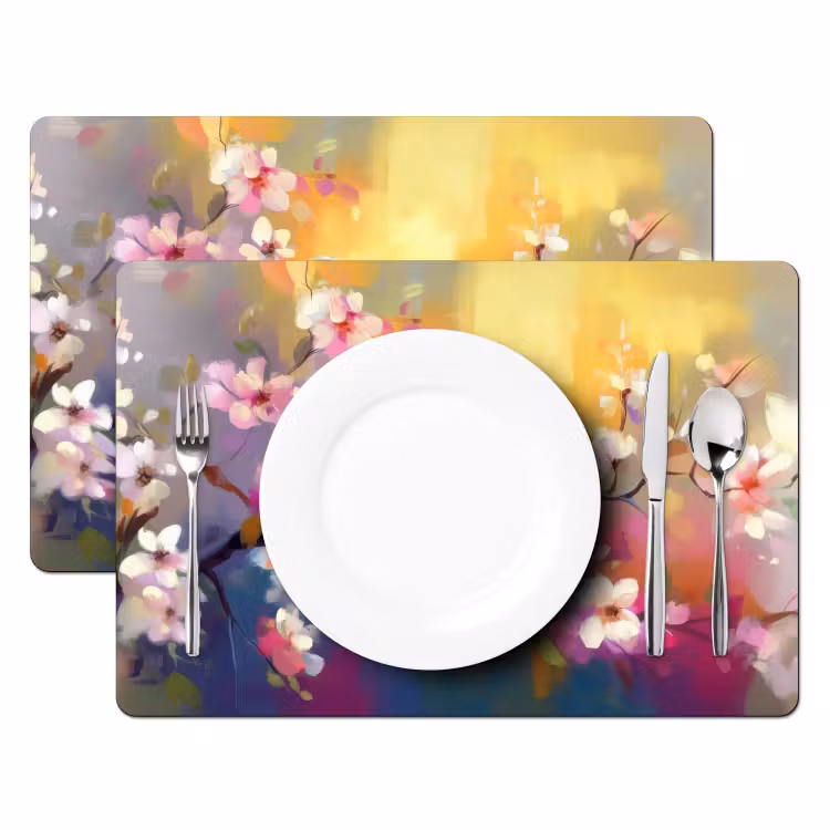 Sets de table en vinyle - Oiseaux - Fleurs - Rose — 2