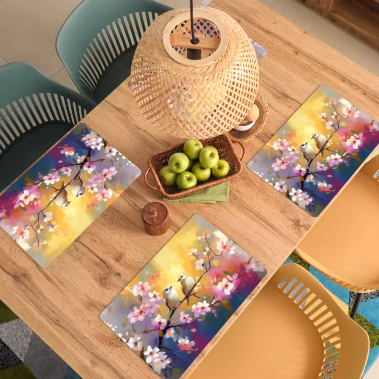 Sets de table en vinyle - Oiseaux - Fleurs - Rose — 3