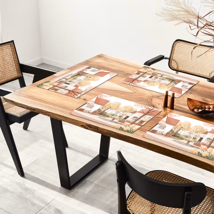 Sets de table en vinyle - Place du village - Fontaine - Tulipes — 4