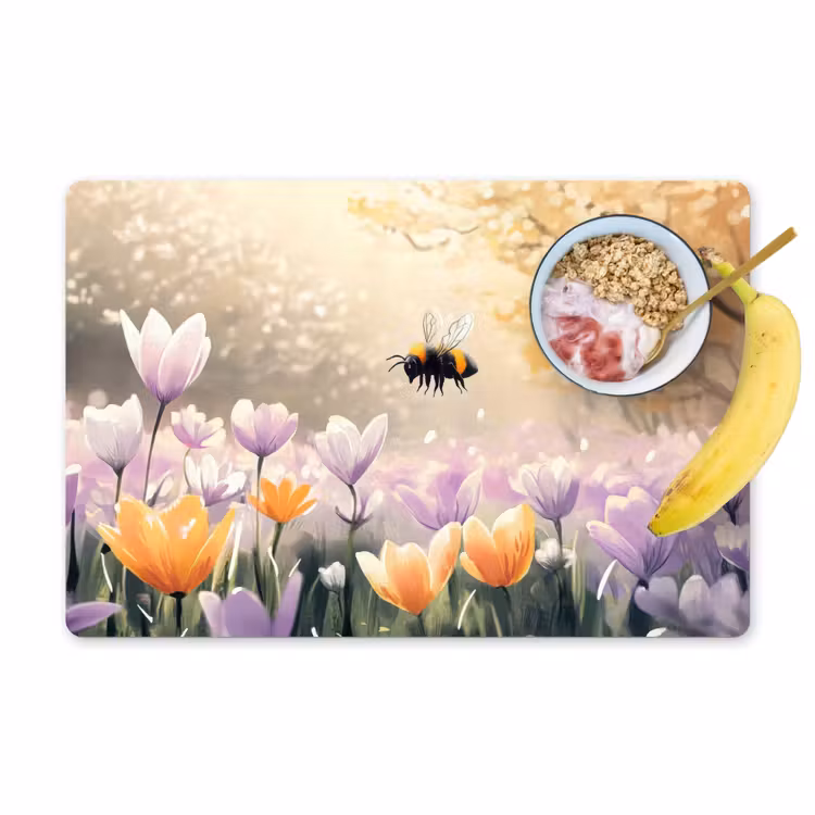 Sets de table en vinyle - Violettes - abeille - soleil — 1