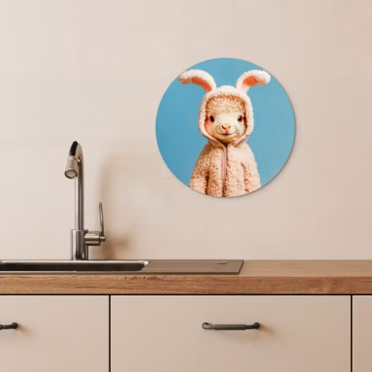 Tableau rond - Agneau - Lapin de Pâques - Costume — 1