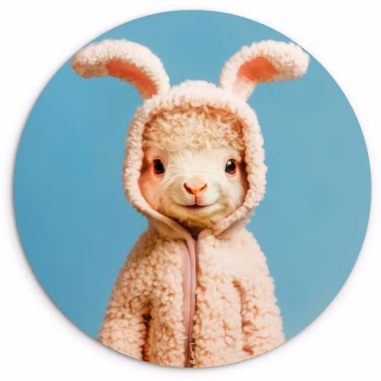 Tableau rond - Agneau - Lapin de Pâques - Costume — 3