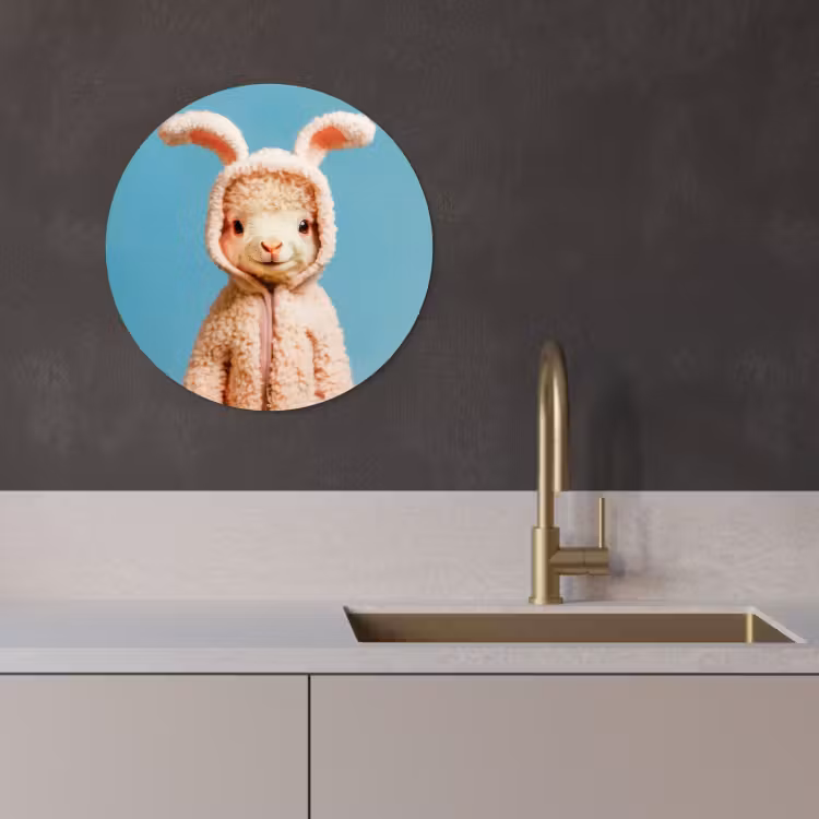 Tableau rond - Agneau - Lapin de Pâques - Costume — 4