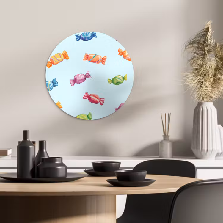 Tableau rond - Bleu - Motif - Bonbons — 2