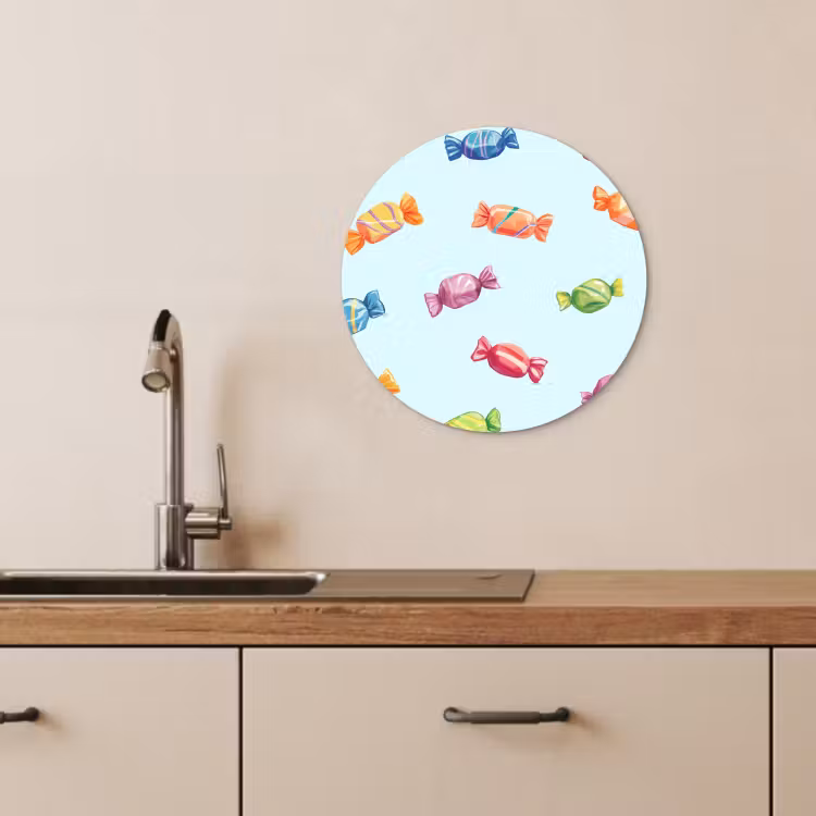 Tableau rond - Bleu - Motif - Bonbons — 3