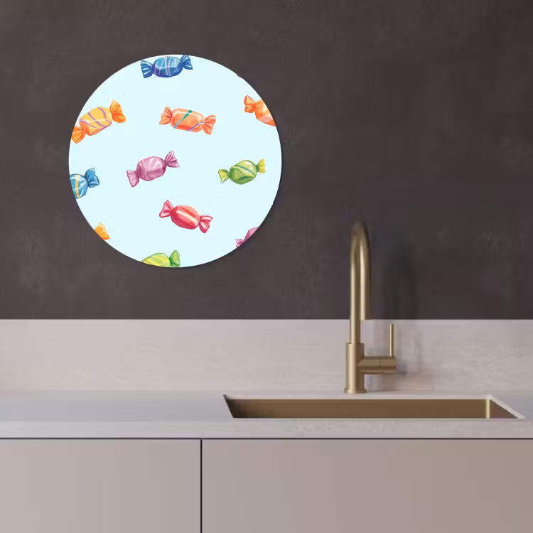 Tableau rond - Bleu - Motif - Bonbons — 4