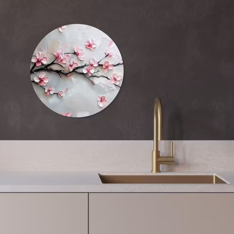 Tableau rond - Blossom - Artistique - Rose - Sakura — 2