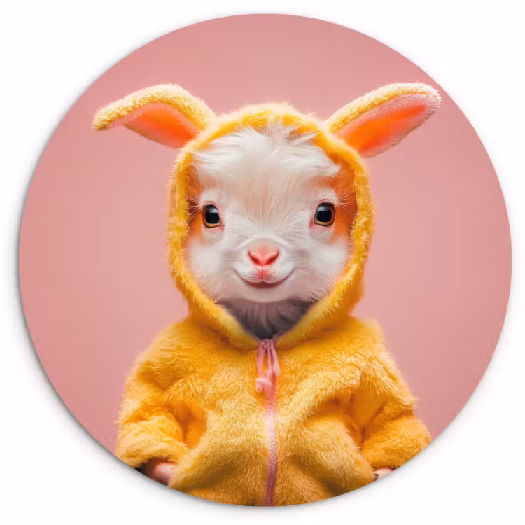 Tableau rond - Costume - Chèvre - Lapin de Pâques — 2
