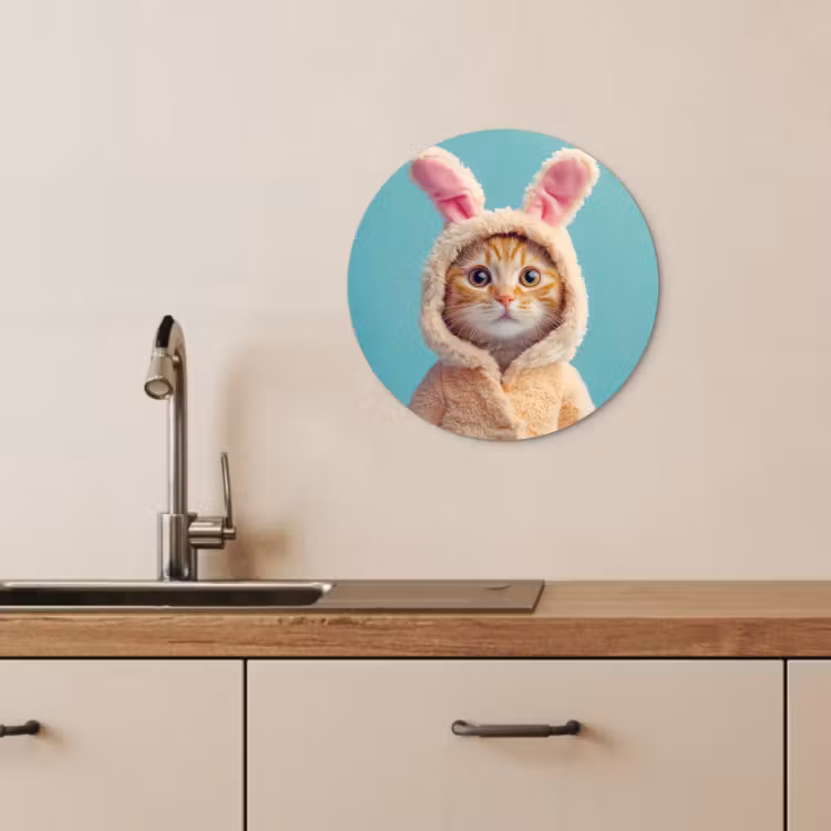 Tableau rond - Lapin de Pâques - Chat - Costume — 1