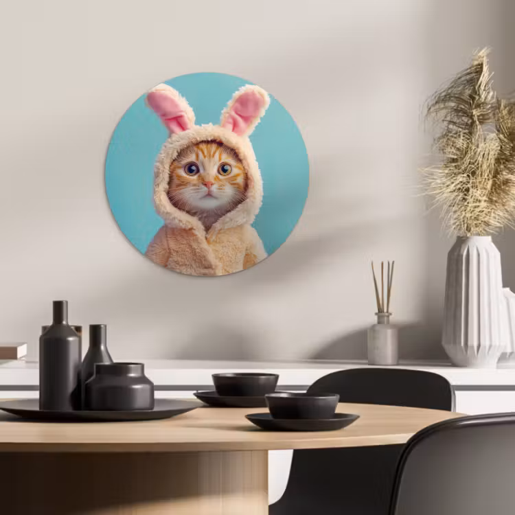 Tableau rond - Lapin de Pâques - Chat - Costume — 2