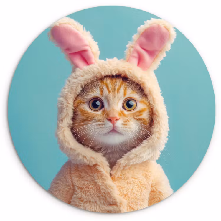 Tableau rond - Lapin de Pâques - Chat - Costume — 3